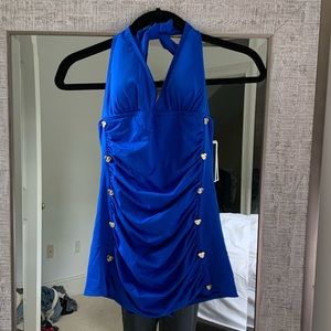 Juicy Couture Blue one piece swimsuit.